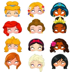 12Pcs Disney Princess Mask Party Decoration Set Birthday Gift Party Halloween Cool Accessories Favorite Ornament for Girls