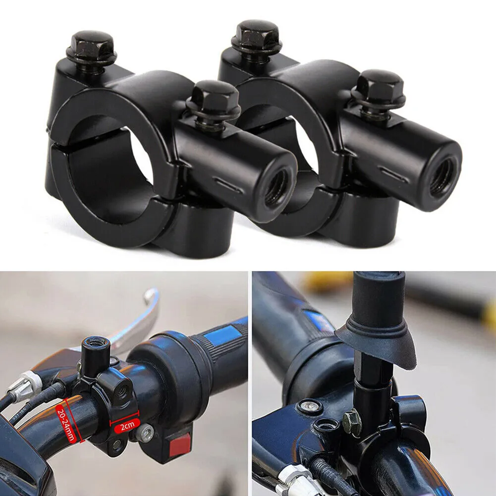 Aluminum Mirror Mount Holder for 25mm Motorbike Handlebars Featuring M10 Thread and CNC Precision Machining Process