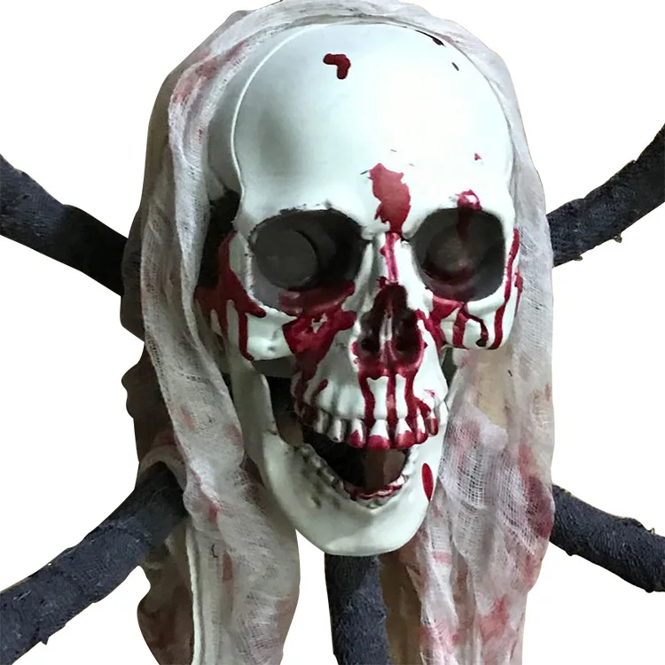 Halloween Horror Prank Bloody Skull Head Decor Trick Decoration Secret Room Escape Six Claw Bloody Monster Prop Door Hanging