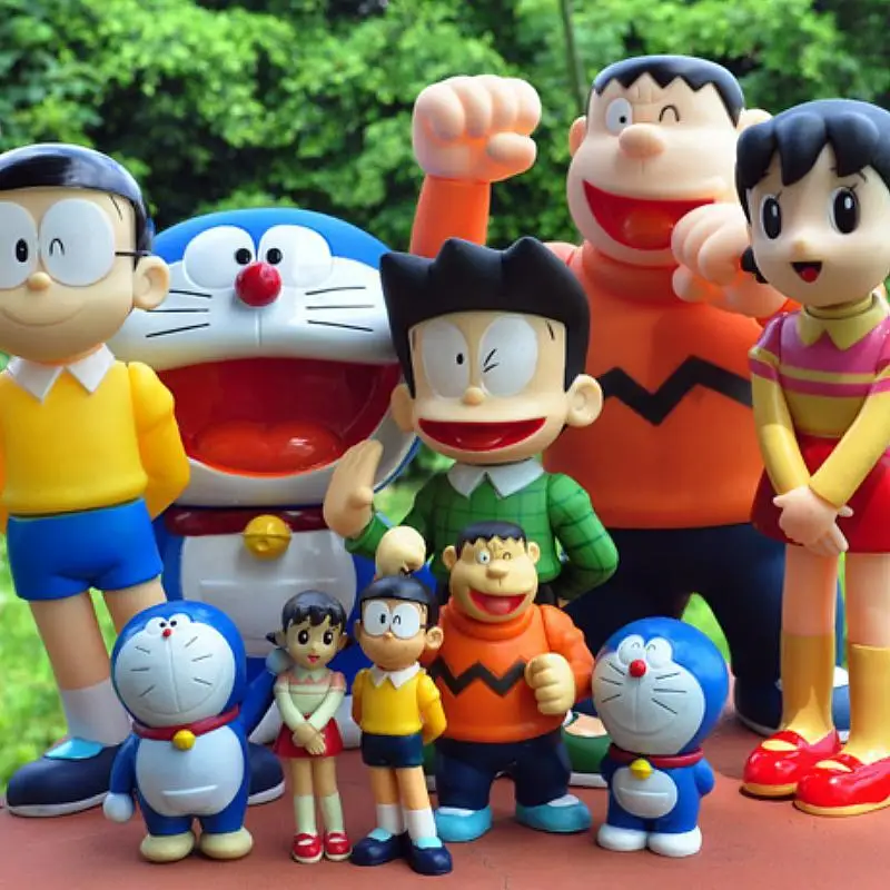 5pcs Anime Doraemon Kawaiifamily Gouta Takeshi Nobita Nobi Minamoto Shizuka Anime Figure Desktop Action Gifts Figurine Toy