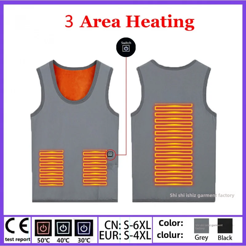 

Новинка, осенне-зимний жилет с подогревом, 3 области, тепловой жилет на флисовой подкладке с графеновым утеплителем для пар, 22 шт.
