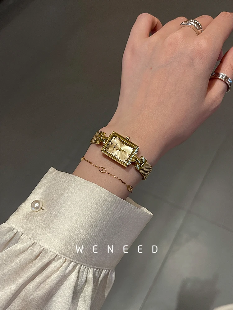 

Square small gold watch for women, light luxury, high-end retro, exquisite and compact women's watch, original watch