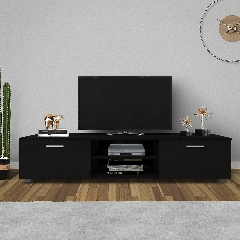 

Modern 55 60 65 70 Inch TV Stand Entertainment Center With Storage Table for Television Stands Black Freight Free Furnitures