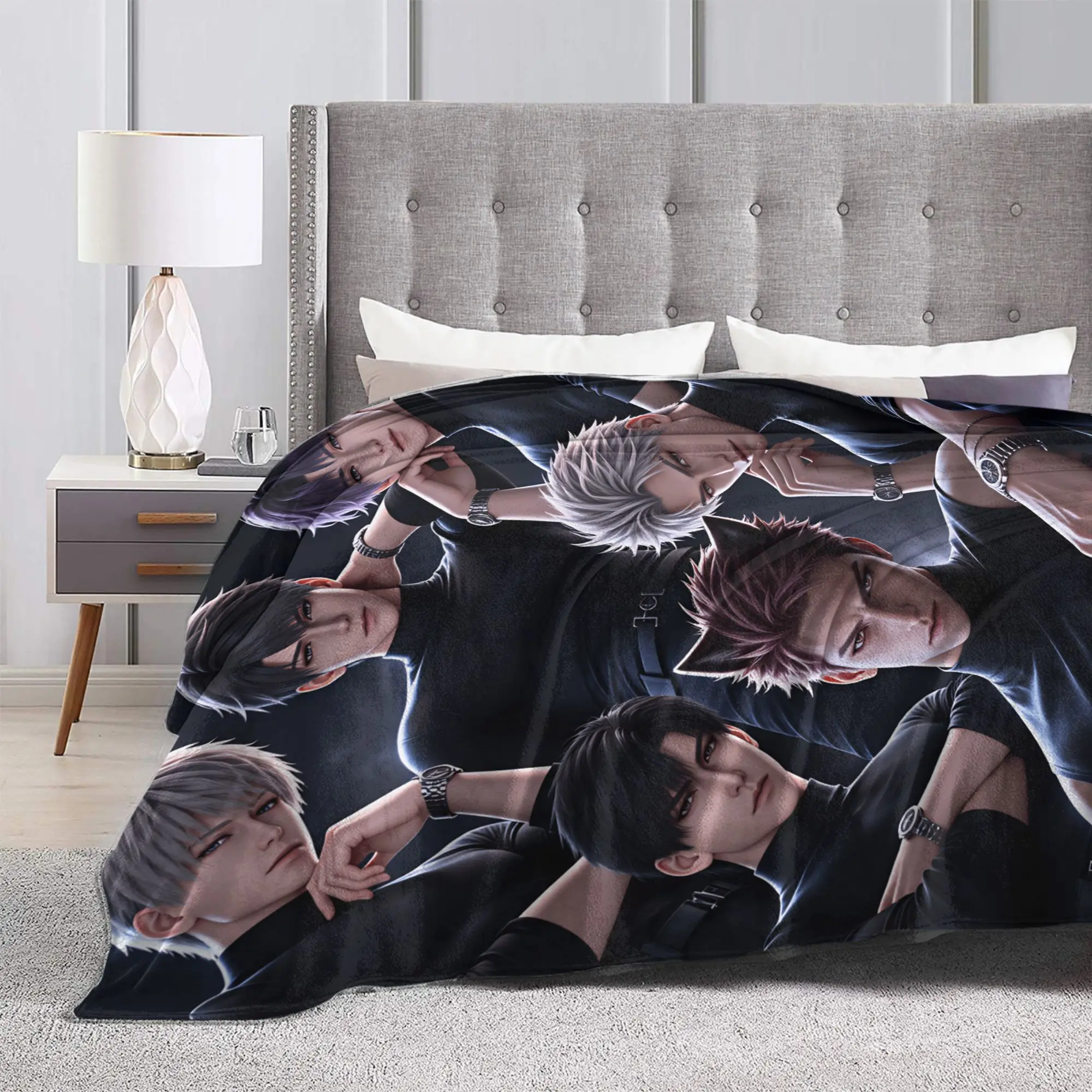 V-Valko L-Love and Deepspace Blanket Cozy  Throw Blanket Spring Boy Girl Couch Bed Picnic Bedspread