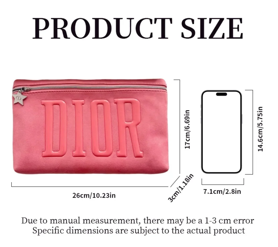 Dior Dior’s Bag Luxury Pink Makeup Organizer Pouch Large Capacity With Star Metal Zipper Charm Portable Travel Cosmetic Wash Bag - view 6