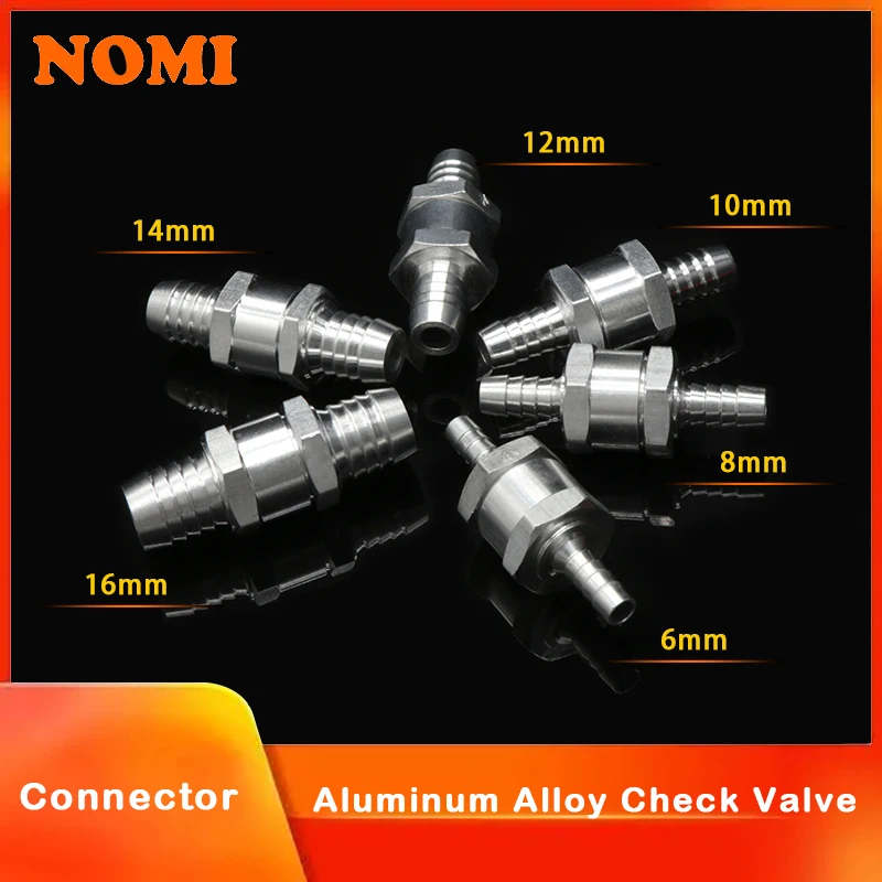 1/5pcs One Way Valve 6/8/10/12/14/16mm Aluminium Alloy Non Return Check Waves One Way Fit Carburettor Low Pressure Fuel System