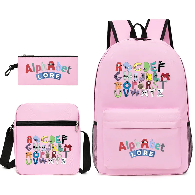 Game Peripherals Alphabet Lore Letter Legend Three-piece School Bag Student Backpack Backpack Pen Bag  Cartoon School Bag