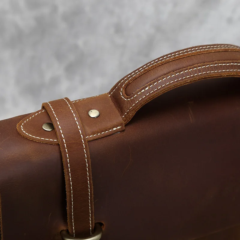Retro Leder herren Handtasche Top Schicht Rindsleder Aktentasche Crazy Horse Leder Messenger Schulter Große Kapazität Computer Tasche NZPJ – Detail 9