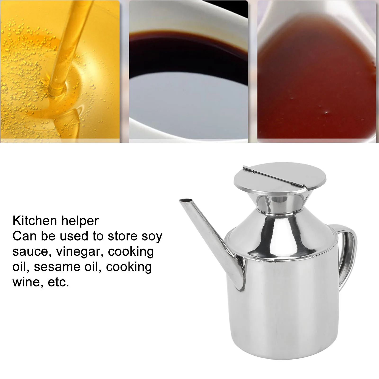 

D9 Stainless Steel Oil Can Kitchen Tool Gadget Oil Container Oil Dispenser Bottle for Soy Sauce Vinegar Cooking Wine With Handle