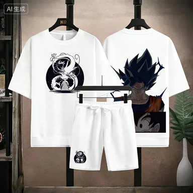 

Men's West Coast Choppers Austin Texas Graphic 2 Piece Outfit Waffle Knit T-shirt & Shorts Set Casual Biker Streetwear Tracksuit