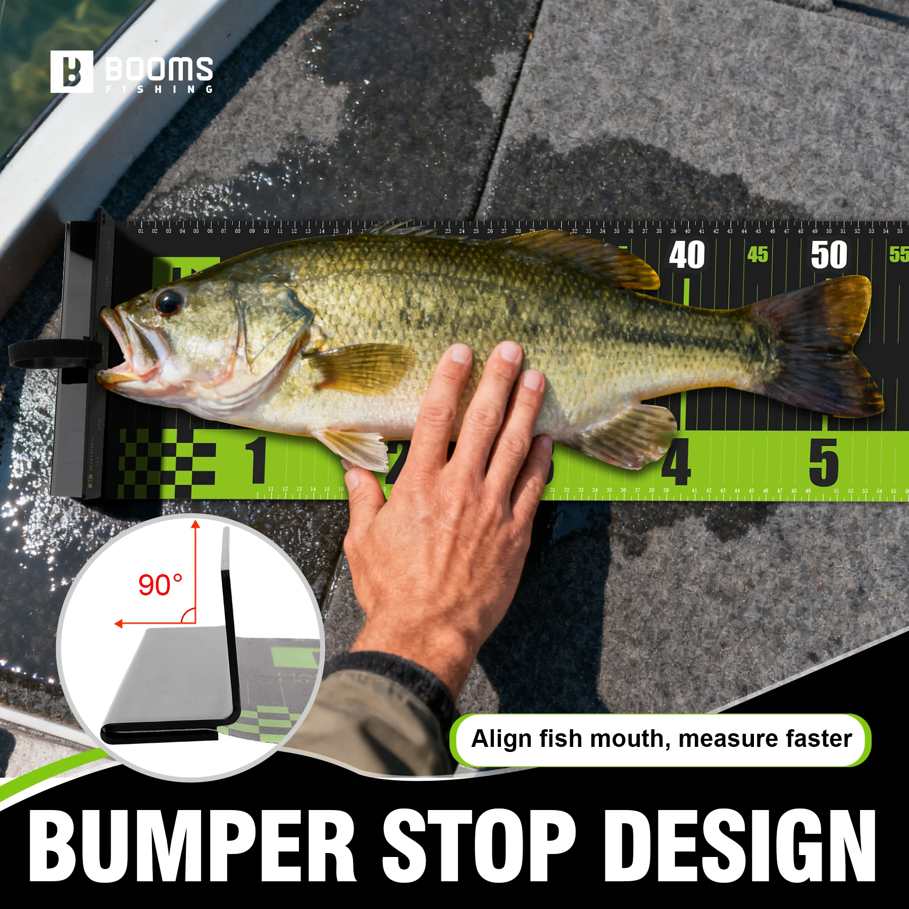 Booms Fishing 150cm Fish Ruler Waterproof Fish Measuring Tape with Bump Board Saltwater Fishing Gear Measuring Tool For Boat