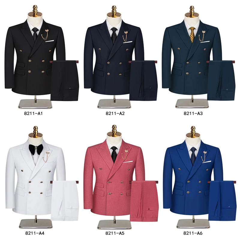 

2025 New Style (Blazer+Pants) Double Breasted Wedding Suits For Men, 12 Color Banquet/Hosting/Party/Studio Photo 2 Piece Dress