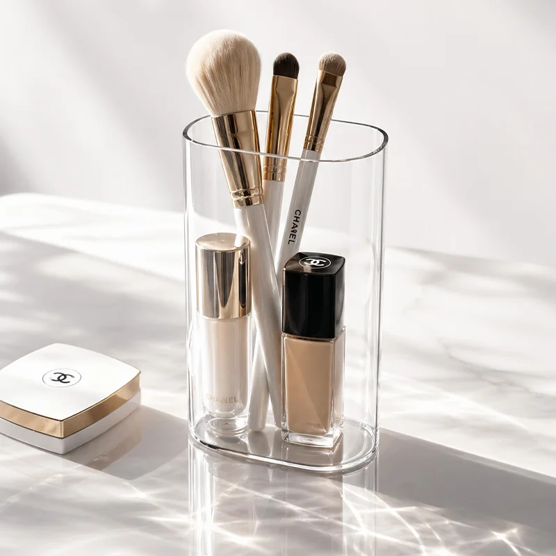 Makeup Brush Holder, Large Capacity Cosmetic Organizer with Dustproof Lid,  Pen Stand for Vanity Desk,