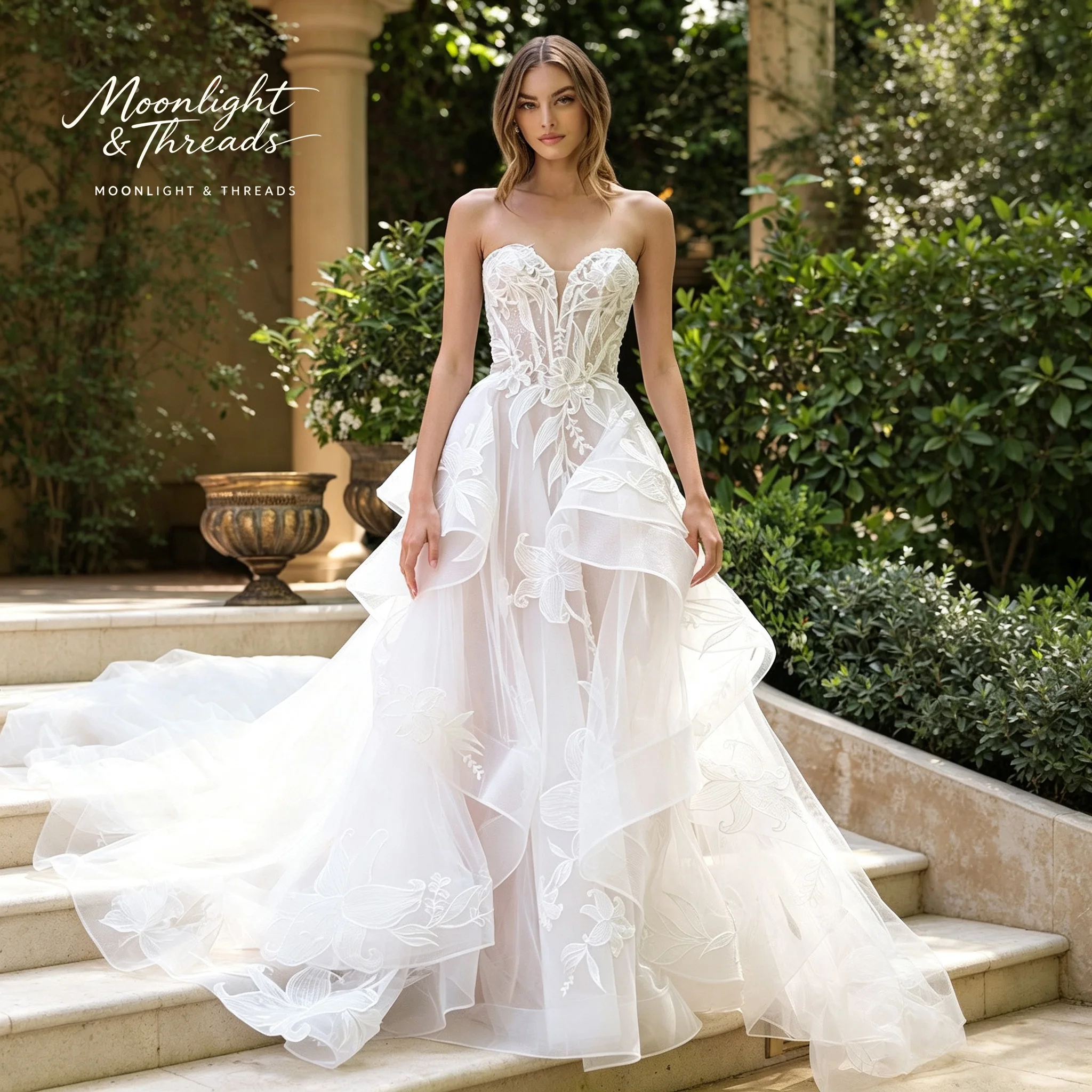 Embroidery White Dress - Белое платье без бретелек и рукавов