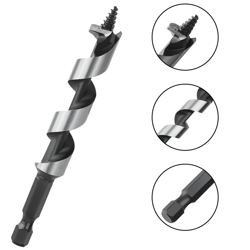 HEDA 5Pcs 5/6/8/10/12mm Woodworking Ship Auger Drill Bits 1/4'' Hex Qucik Change Shank HCS For Soft Hard Wood Hole Saw