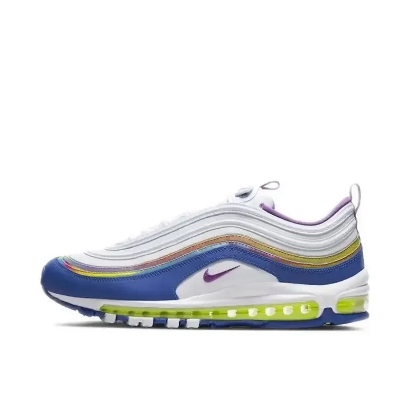 

Nike Air Max 97 Men's and Women's Running Shoes, Lightweight, Mesh Breathable, Anti-slip Sneakers, White and Blue