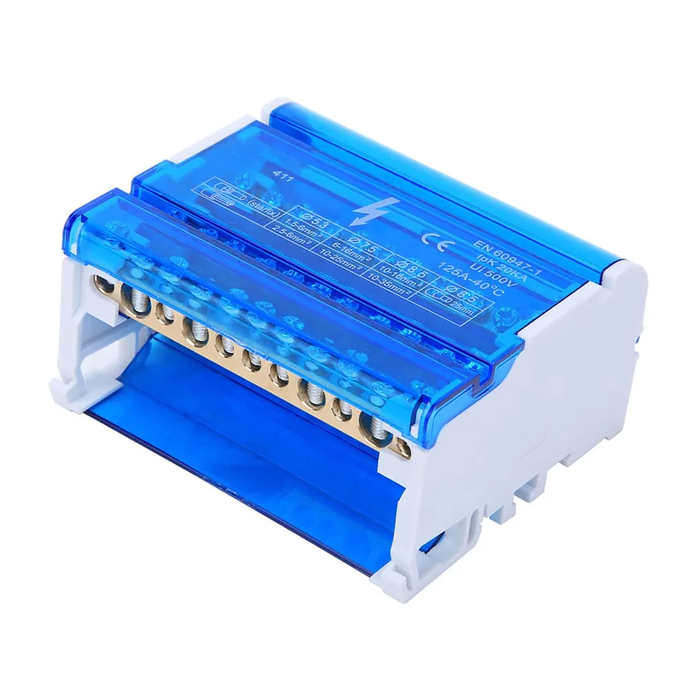 

411 Terminal Distribution Box Din Rail 4-Level Terminal Block Junction Box 125A 500V Single Phase Junction Box
