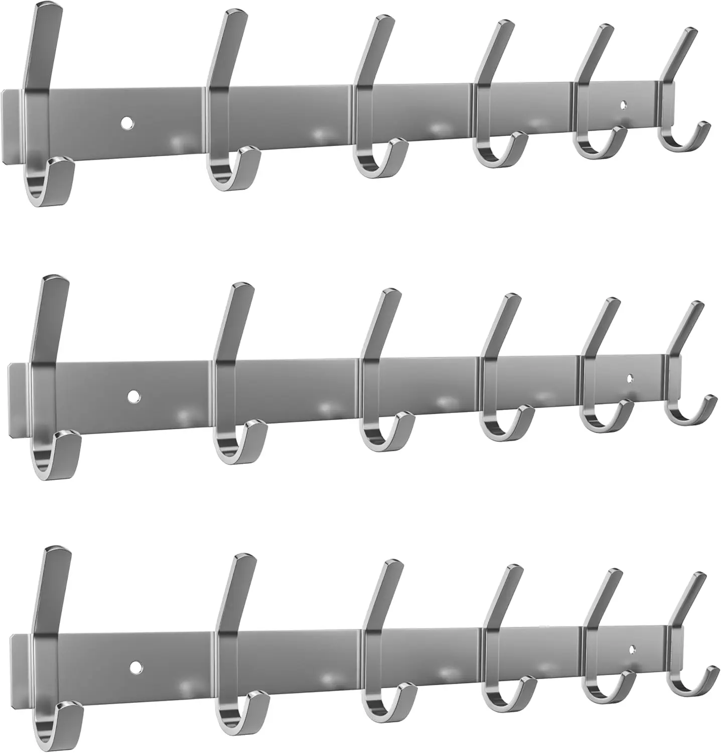 

Wall Mount Coat Rack with 6 Double Hooks, Brushed Nickel Stainless Steel, Space-Saving Organizer for Entryway Bathroom Bedroom