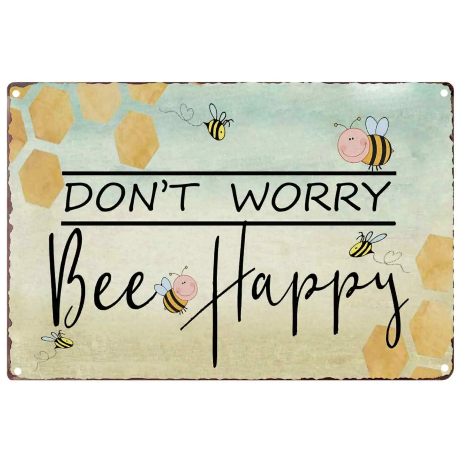 TISOSO Dont Worry Bee Happy Vintage Sunflower Metal Sign Garden Decorative Plaque Farmhouse Country Home Decor Coffee Bar Signs