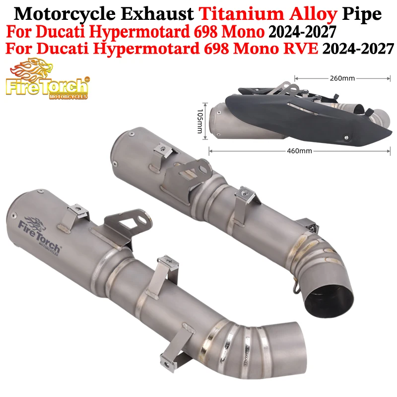 Slip On For DUCATI Hypermotard 698 Mono RVE 2024 - 2027 Motorcycle Exhaust System Mid Link Pipe Espace Moto Left Right Muffler