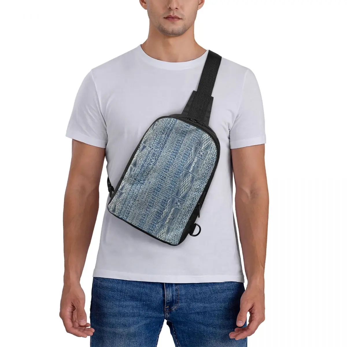 

Ndop Cameroon West African Textile Chest Bag Crossbody Backpack Sling Shoulder Bag For Men Travel Hiking Daypack