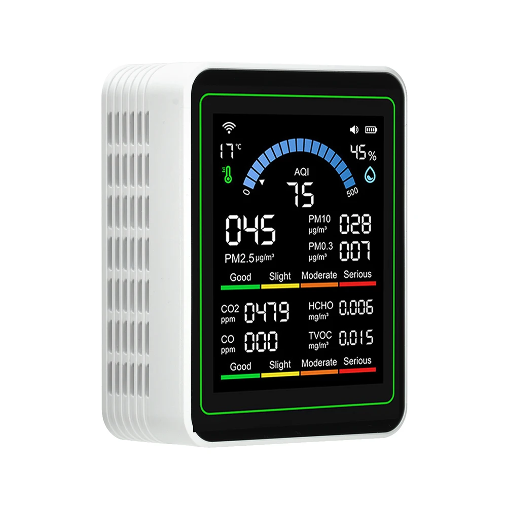 10-in-1 Intelligenter Luftqualitätsmonitor CO2 CO Tester TVOC HCHO PM Formaldehyd-Detektor Temperatur- und Feuchtigkeitsmesser mit WLAN / ohne WLAN – Detail 9