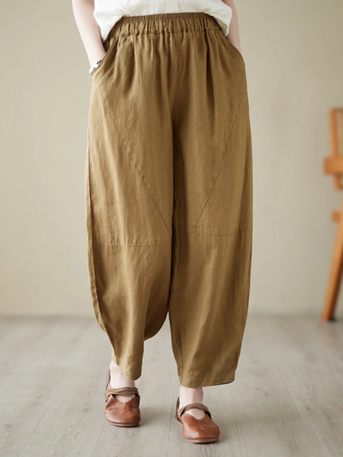 Luksusowe spodnie z czystego lnu z szerokimi nogawkami, luźne spodnie z lnu i bawełny do tai chi, spodnie do medytacji, mom jeansy damskie plus size, wygodne, codzienne T...