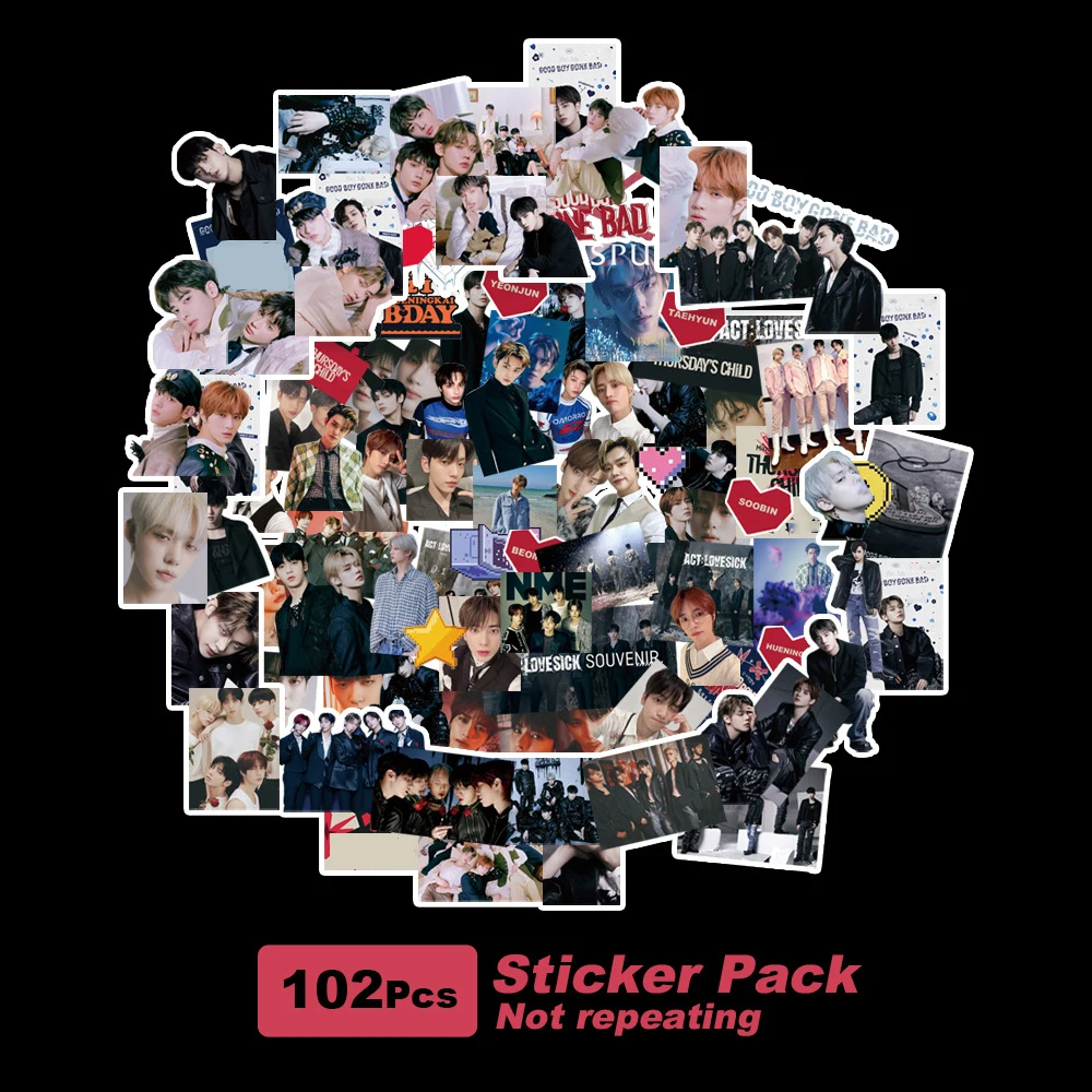 Kpop  TAEHYUN HUENINGKAI 92 Pcs Sticker WaterProof Suitcase DIY Cup Decals Soobin YEONJUN BEOMGYU  Fans Decorative Fashion Gift