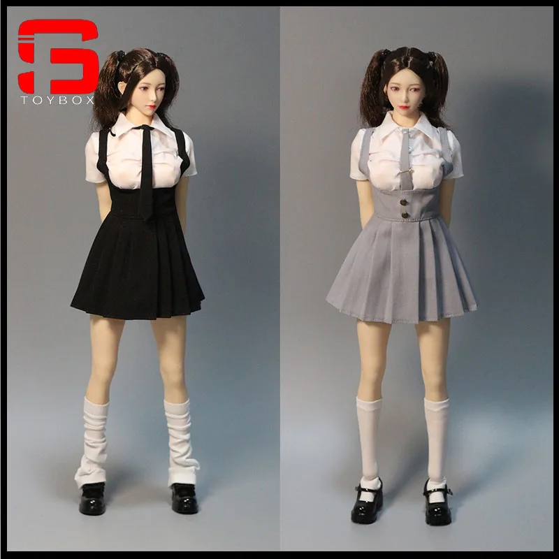 HAILI TOYS 1/6 Scale Female Soldier Student Uniform White Shirt Pleated Skirt Set Clothes Model For 12 Inch Action Figure Body