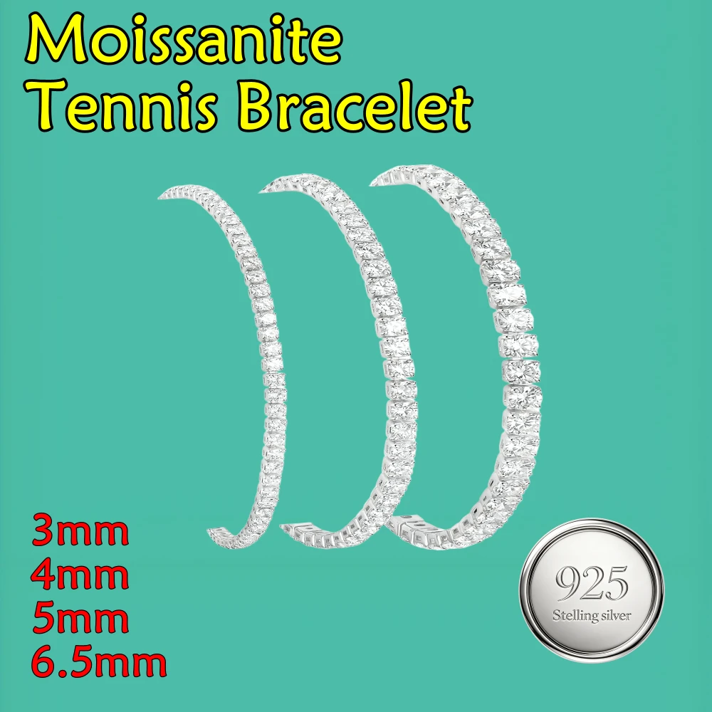 3-6.5mm Moissanite Tennis Bracelet For Women S925 Sterling S