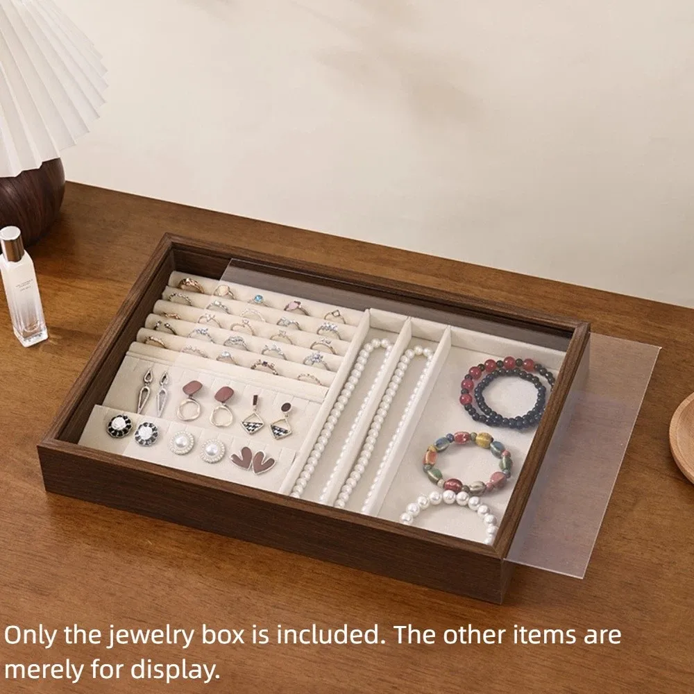 

Walnut Wood Dust-proof Jewelry Box Pull-out Retro Display Jewelry Holder Multifunctional Bracelet Jewelry Organizer Home