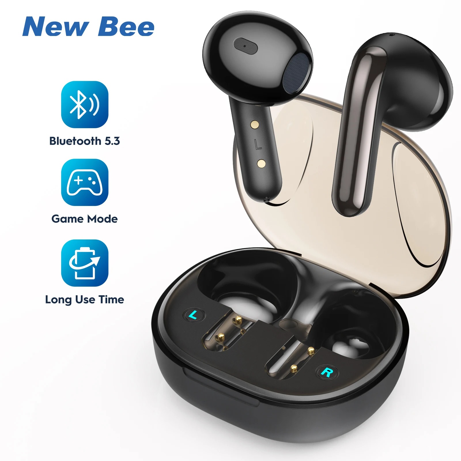 سماعات Bee X6 بلوتوث ، V5.3 TWS ، سماعة رأس لاسلكية ، لعبة ، سماعات رأس موسيقية مع مقصورة بطارية ، سماعات أذن صغيرة ، سماعات أذن ، جديدة