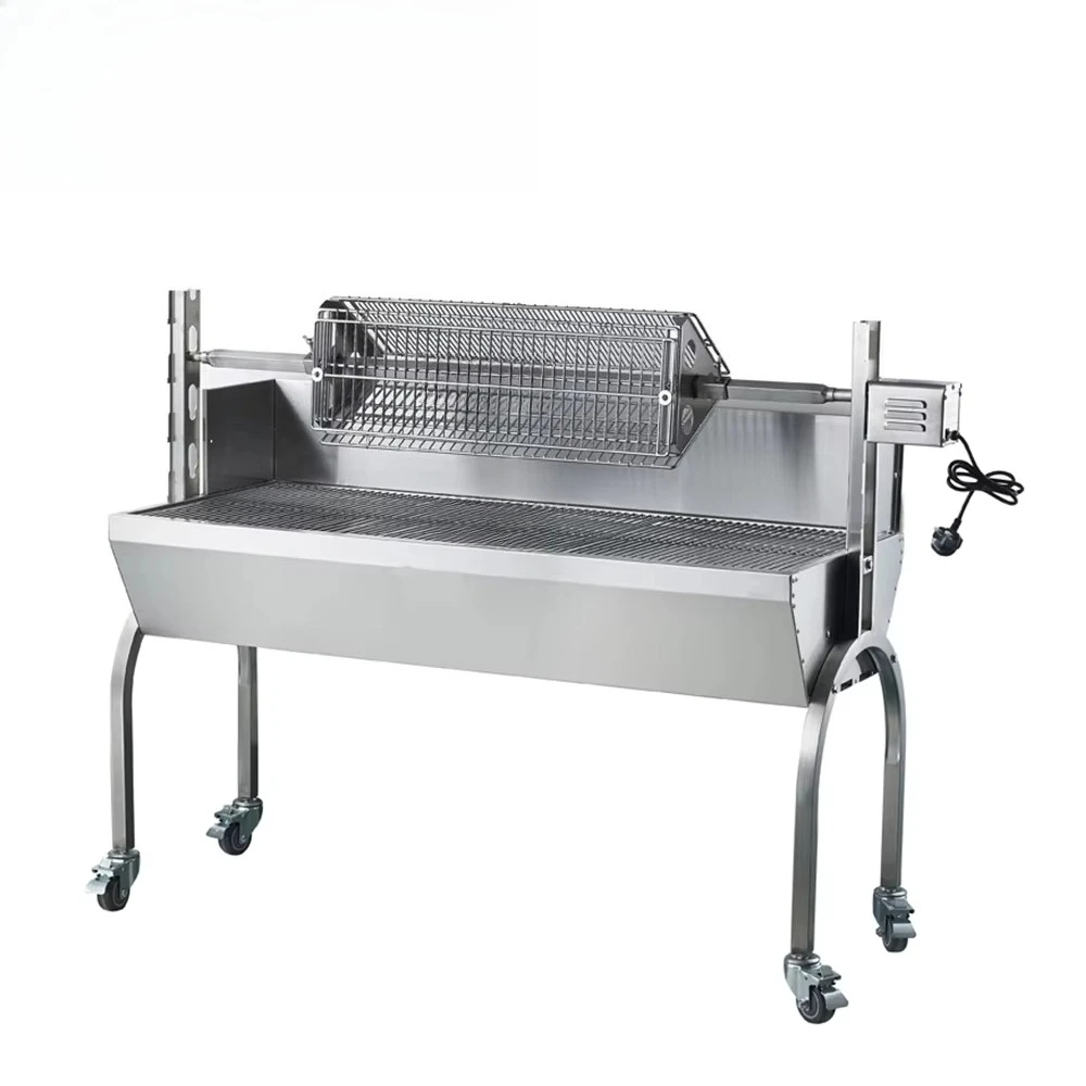 Professional Modern Heavy Duty Charcoal BBQ Grill Large Windshield Whole Pig Lamb Roast Automatic Rotating Skewer Restaurants