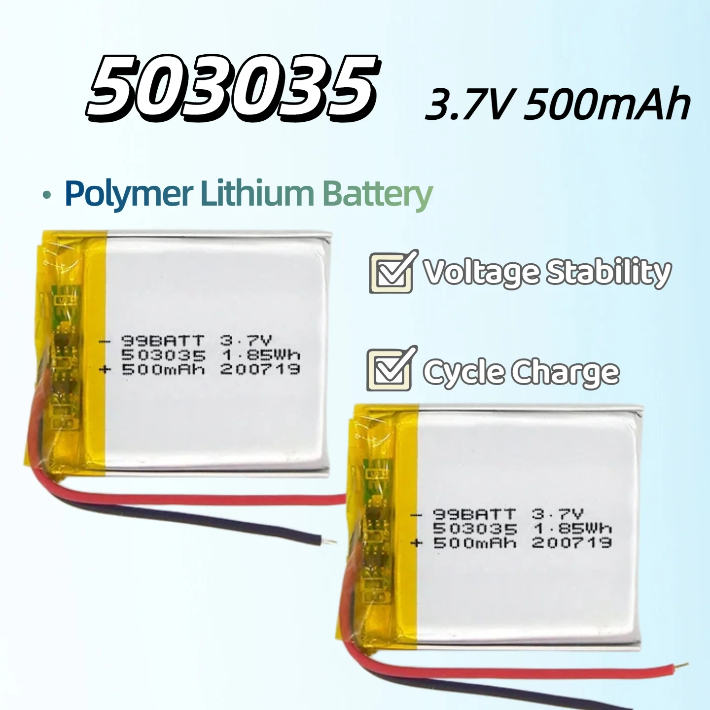 

503035 3.7V 500mAh Rechargeable Polymer Lithium Battery Ternary Lithium High Power for Beauty Machines & Beauty Instruments