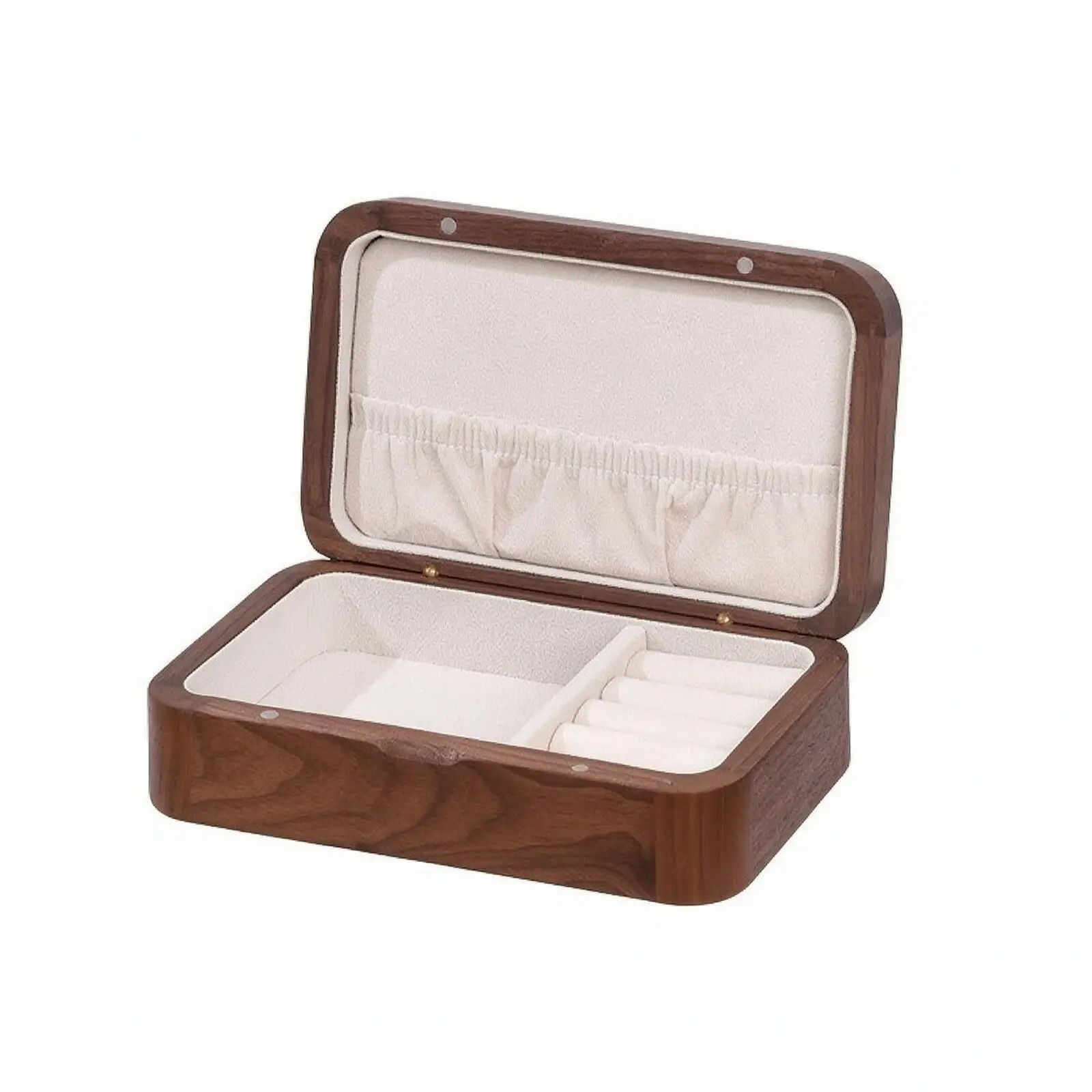 Polished Walnut Wood Storage Box | tailored Lining Interior, Wooden Jewelry Box with Hinged Lid, for Collection Area