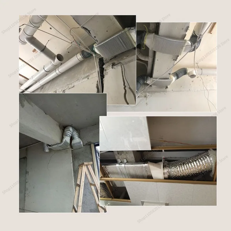 For Fresh Air Flat Duct Beam Range Hood Duct Exhaust Hose Pipe Pre-Embedded Purifier Ventilation Fan