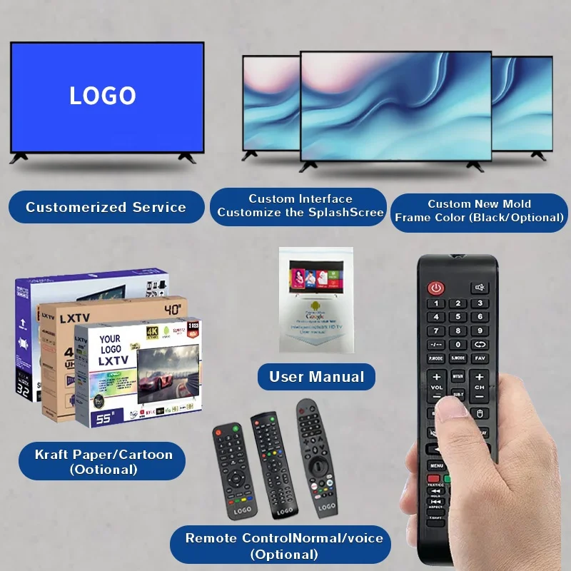 STLF مخصص متقدم قبول مخصص 4K أندرويد شاشة مسطحة تلفزيون ذكي 75 بوصة تلفزيون ذكي