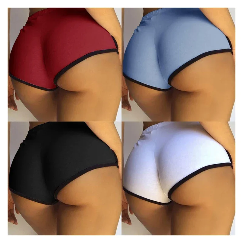 Summer Fashion Cotton Blend Solid Color Splicing Bikini Ladies Skinny Super Shorts