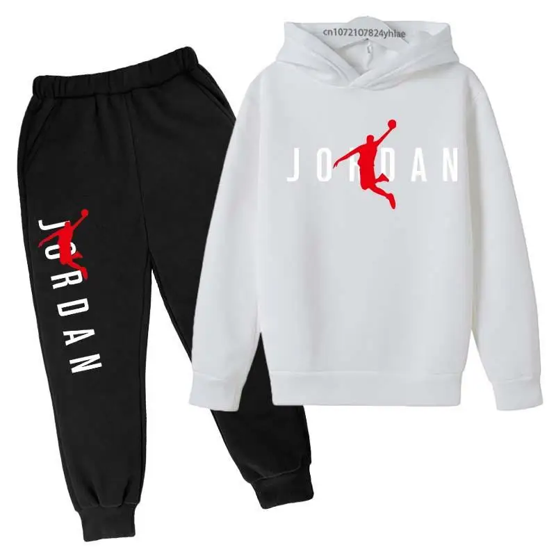Children Spring Autumn Hoodie Pants Two Piece Suit Boys And Girls Outdoor Sports Set Kid Casual Pullover basketball Coat