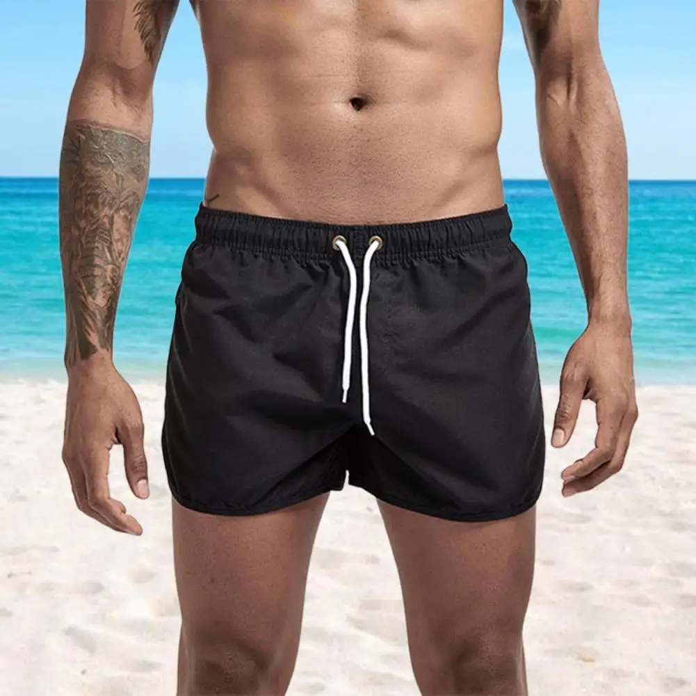 Men Shorts Lightweight Breathable Athletic Elastic Waist Casual Ultra-Short Solid Color Shorts Beach Summer Wear