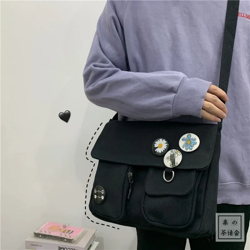 Moda kobiety płótno torby na ramię dla młodzieży dorywczo panie duża pojemność torby Crossbody stałe torebki Messenger torby dla kobiet