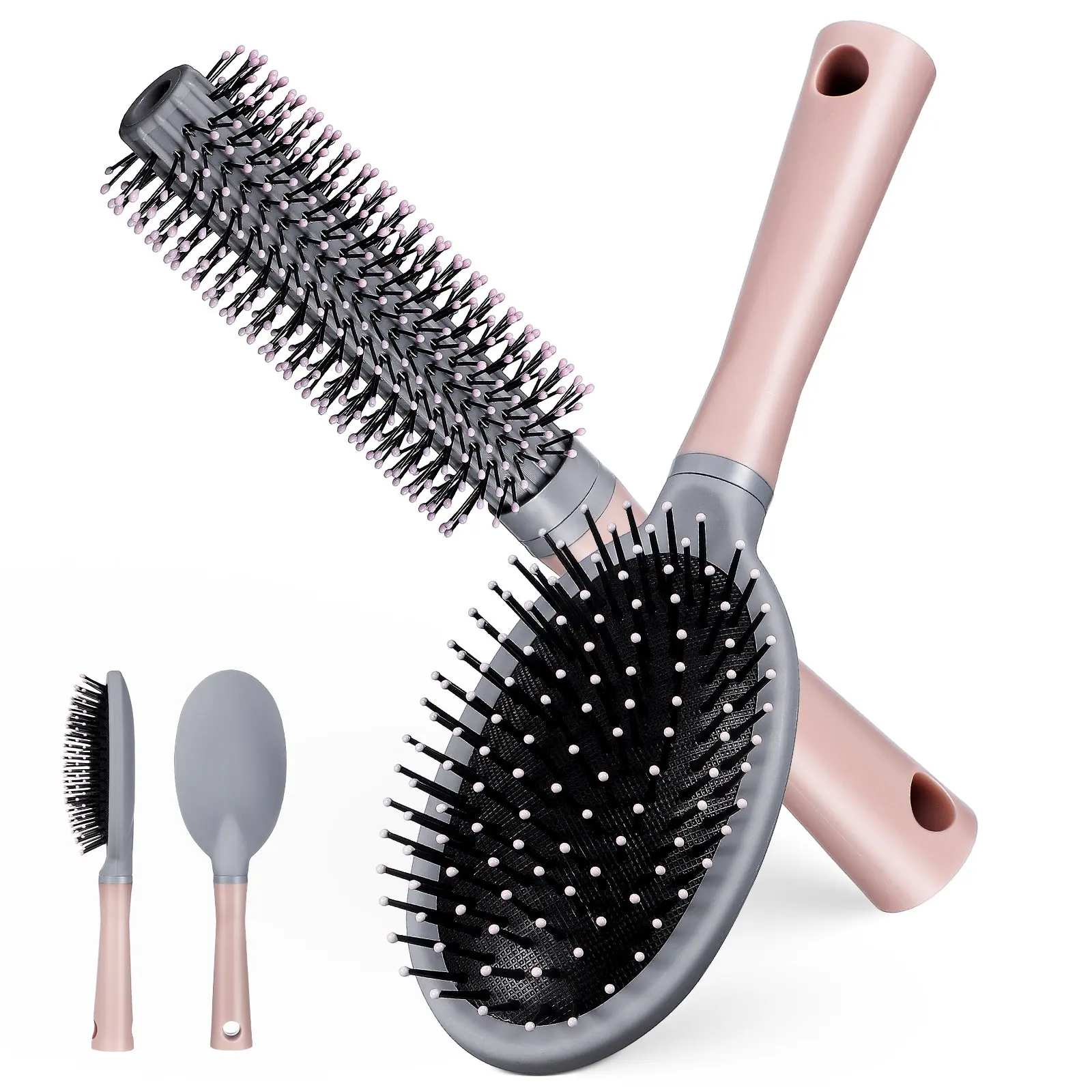 

2Pcs Curl Hair Round Brush Detangling Styling Blow Drying Comb Smooth Hair Care Tool Blow Drying Brushes