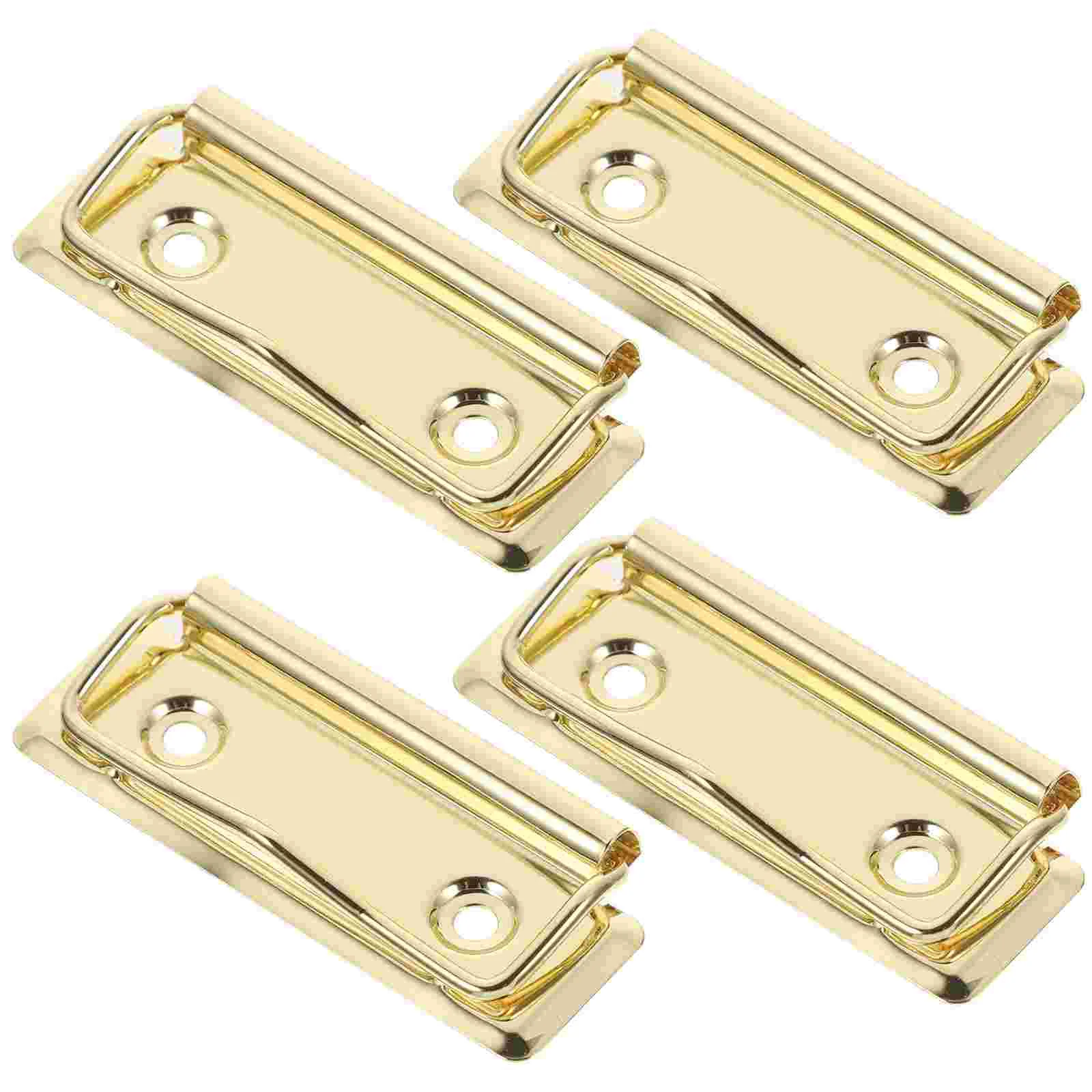 Sujetadores de aleación de aluminio dorado para oficina, 4 piezas, suministros de portapapeles, Binder, Clips de negocios, duro, grande