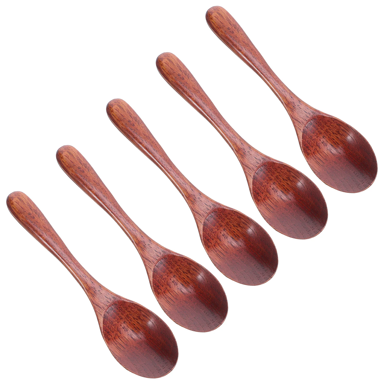5pcs Japanese Style Wood Serving Spoons Long Handle Natural Wooden Soup Spoons Set For Coffee Tea Honey Dessert Ramen Sauce