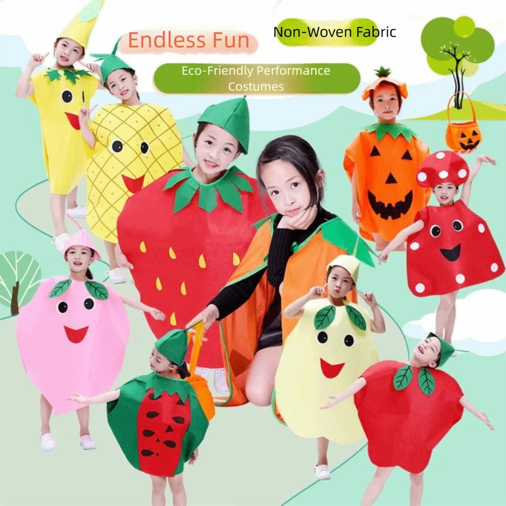 

Food Fruit Veggie Costume Pumpkin Cloak Doll Role-playing Children Cosplay Costume Parent-child Clothing Props Performance Suit