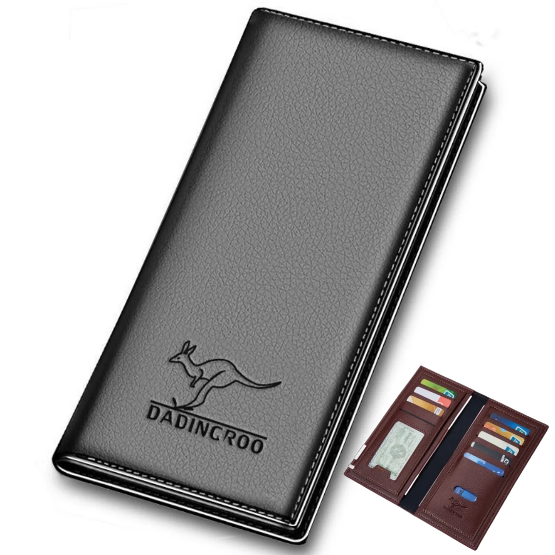 

Leather Men's Long Wallet Multi Slot Card Holder Business Male Purse Litchi Pattern Leather Credit Cards Bag Money Clip Clutch