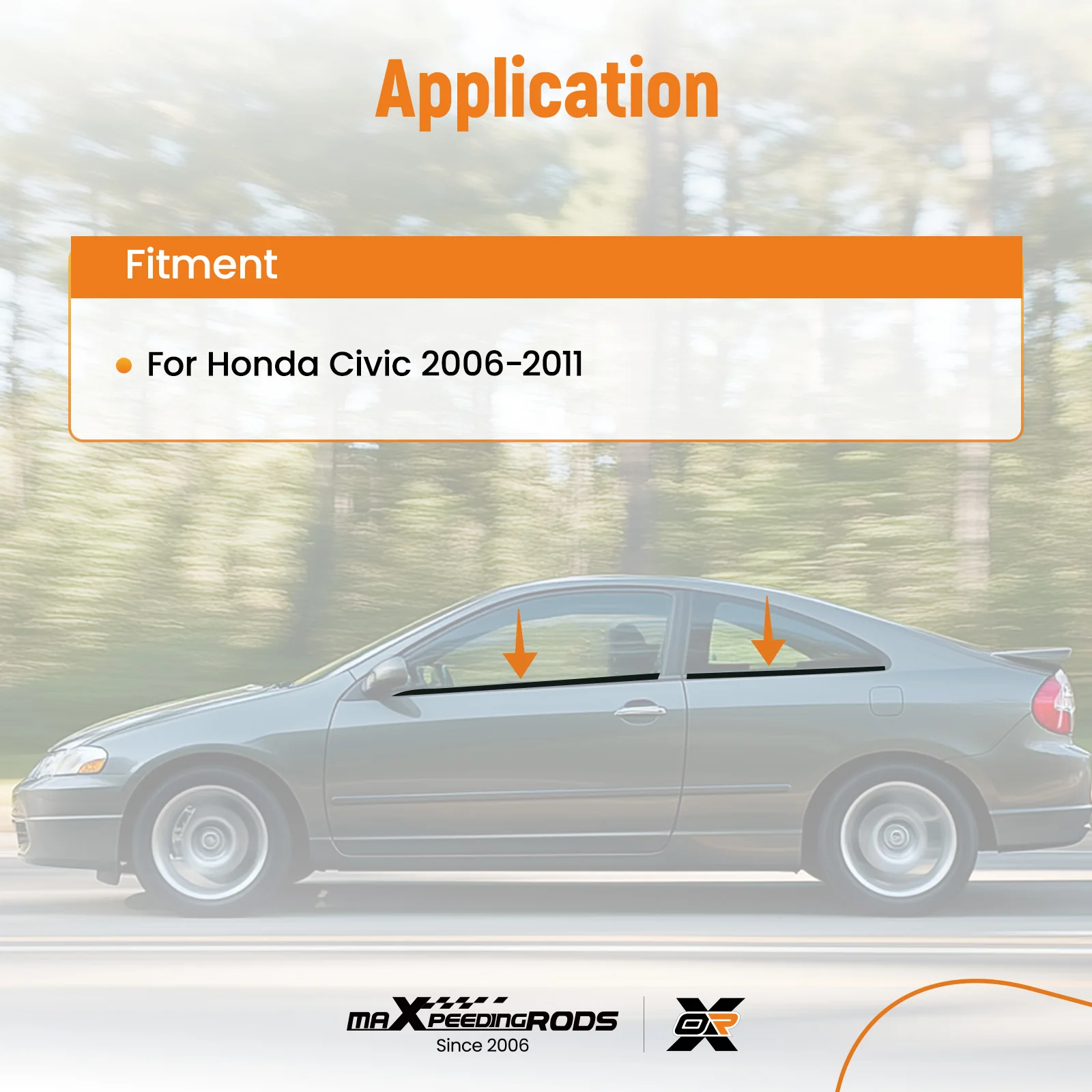 

Window Weatherstrip 4PC Molding Belts Outside For Honda CIVIC Sedan 2006-2015