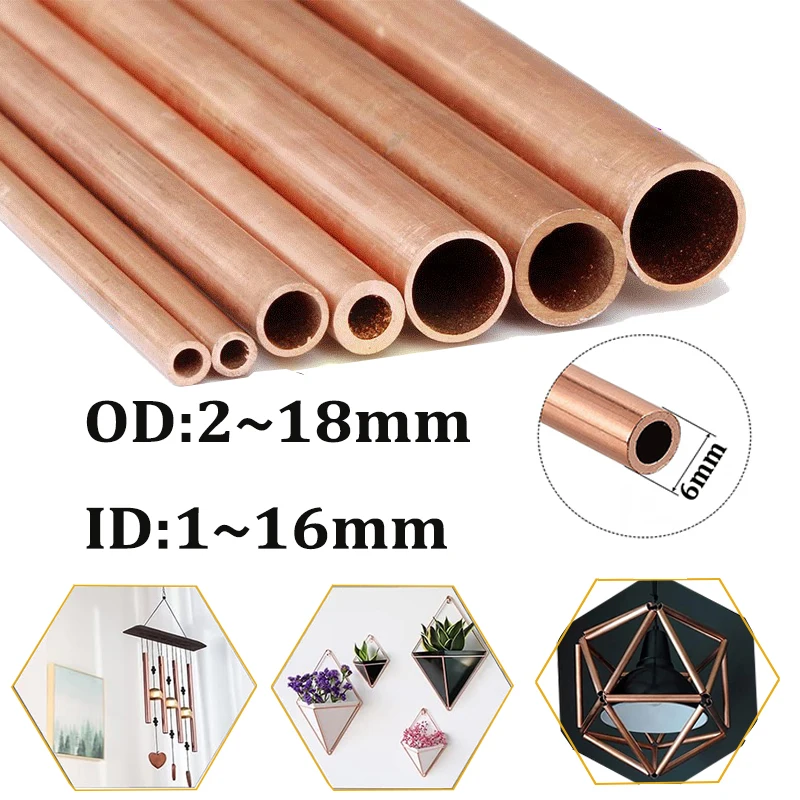 1pcs 200/250/300/500mm Length High Quality Copper Tube Plumbing Pipe/Tube DIY Rod 1mm - 18mm Inner Diamete