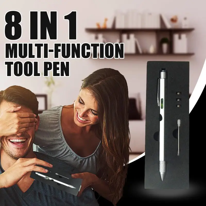 8 In 1 Multi Tool Pen Ruler Tool Pen Ruler Pen Gadget Pen Stocking Stuffers For Adults Men For Birthday Christmas For Dad Father