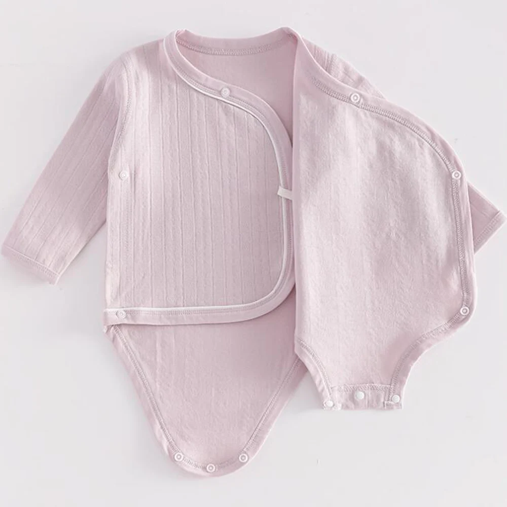 ملابس للأولاد حديثي الولادة من عمر 0 إلى 3 أشهر بلون سادة من القطن للأطفال البنات بأكمام طويلة لربيع الخريف ثوب فضفاض لحديثي الولادة #6